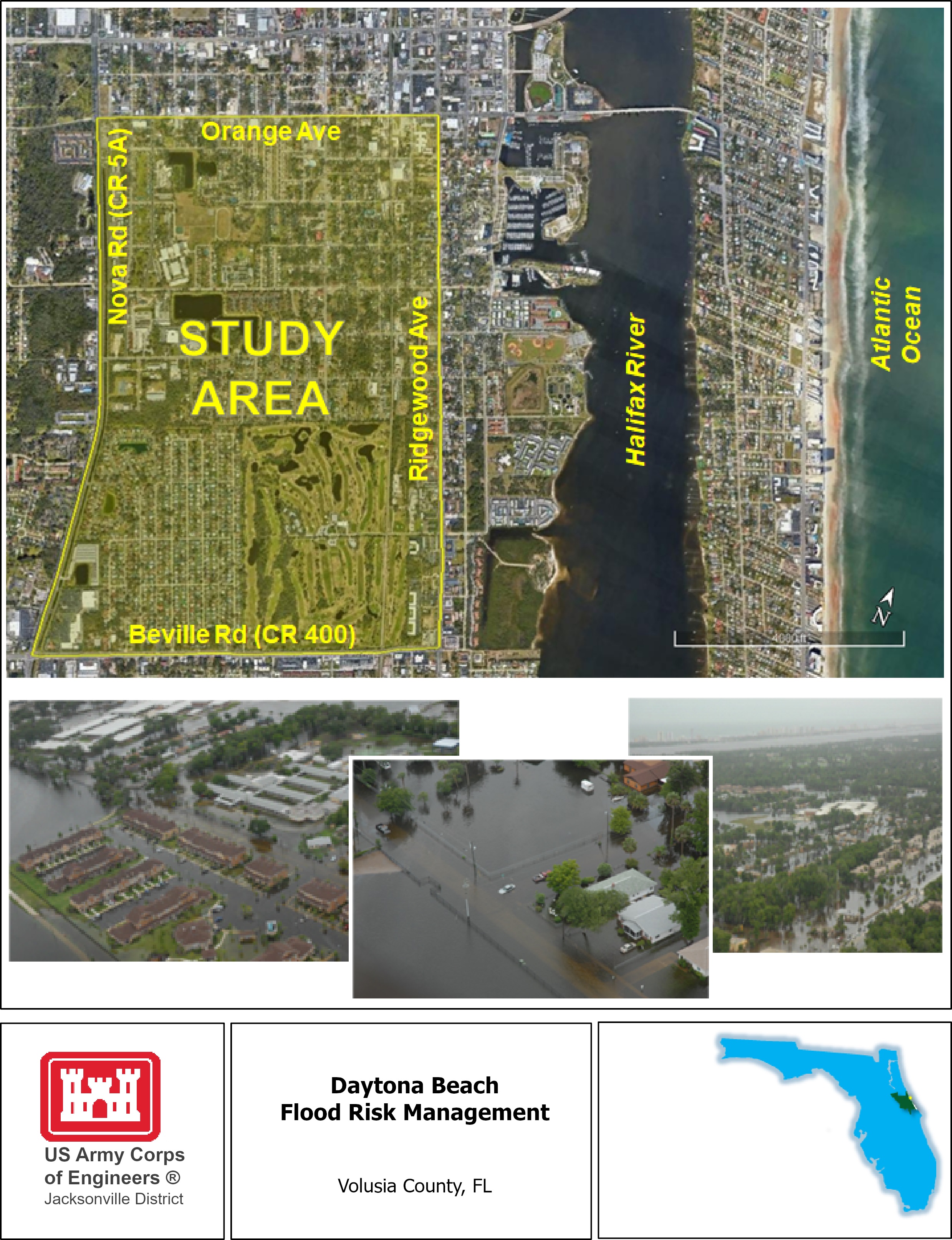 Daytona Beach Flood Control Study, FL Map project area